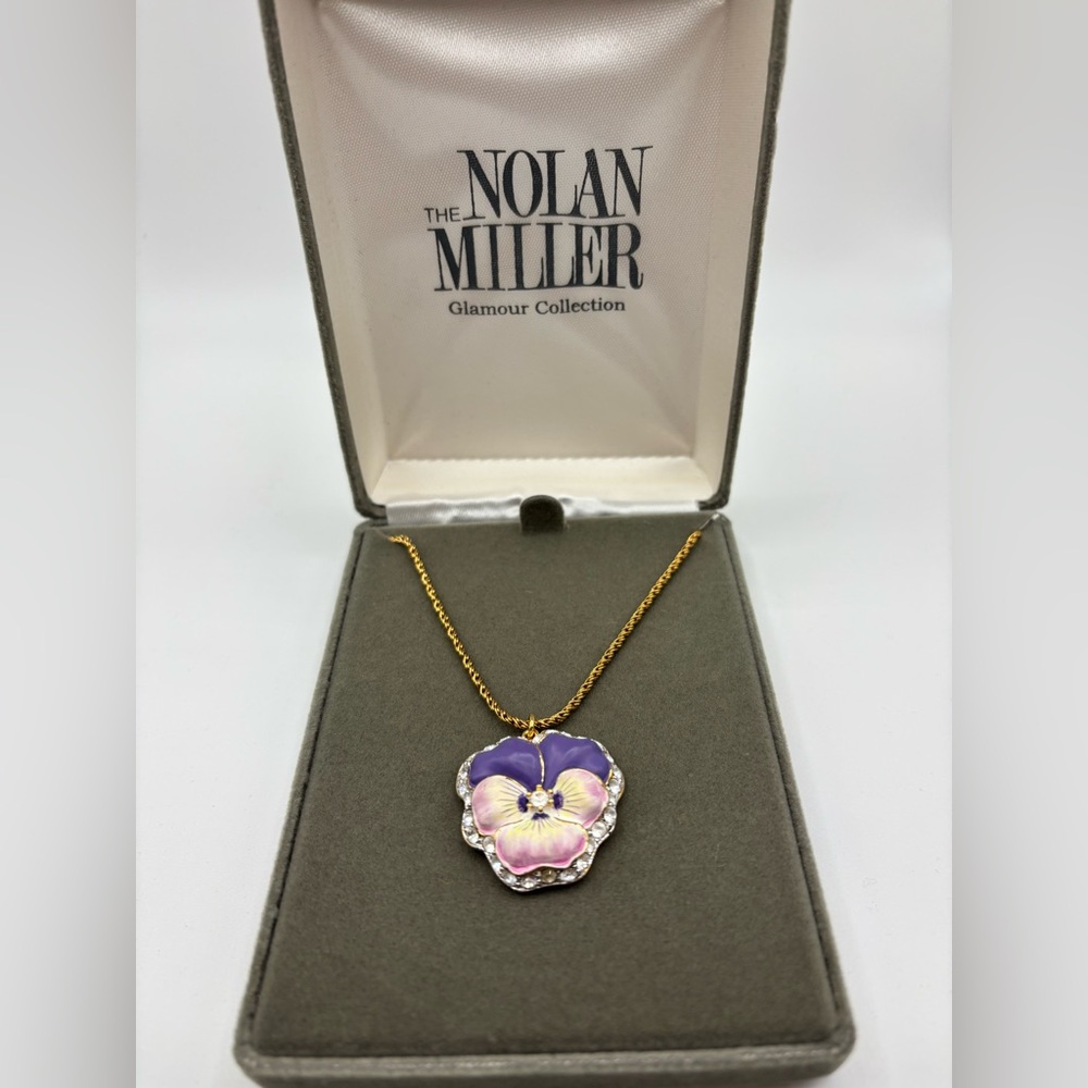 Nolan Miller Glamour Collection Purple and Gold Pendant Necklace